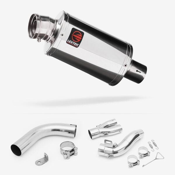 Lextek Polished Stainless Steel OP4 200mm Exhaust with Link Pipe for Honda CB1000R (08-17)