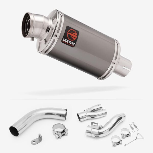 Lextek Smoked Stainless Steel OP15 200mm Exhaust with Link Pipe for Honda CB1000R (08-17)