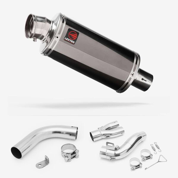Lextek Smoked Stainless Steel OP16 250mm Exhaust with Link Pipe for Honda CB1000R (08-17)
