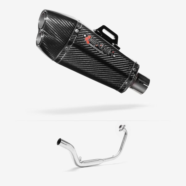Lextek XP13C Carbon Fibre Exhaust System 210mm for Honda CB125 R (18-22)