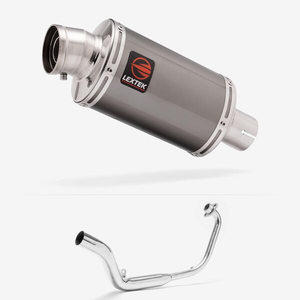 Lextek Smoked Stainless Steel OP15 200mm Exhaust System for Honda CB125 R (18-20)