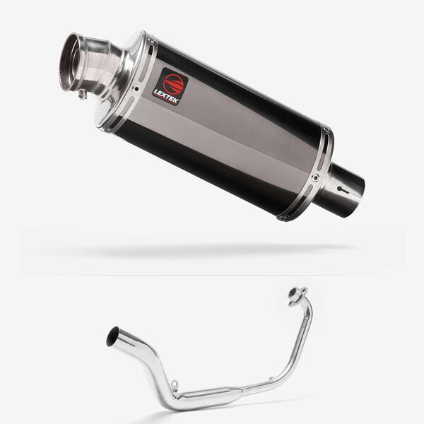 Lextek Smoked Stainless Steel OP16 250mm Exhaust System for Honda CB125 R (18-20)