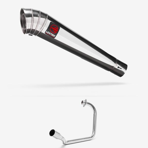 Lextek Polished Stainless Steel MP4 300mm Exhaust System for Honda CB125F/GLR125 (15-19)