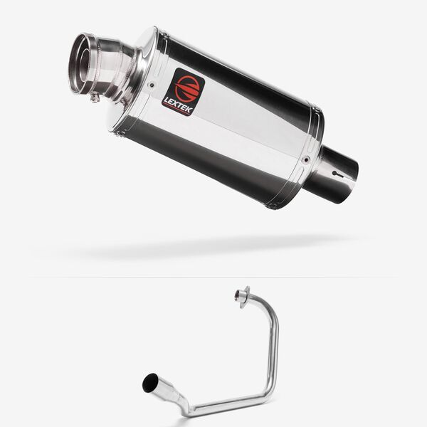 Lextek Polished Stainless Steel OP4 200mm Exhaust System for Honda CB125F/GLR125 (15-19)