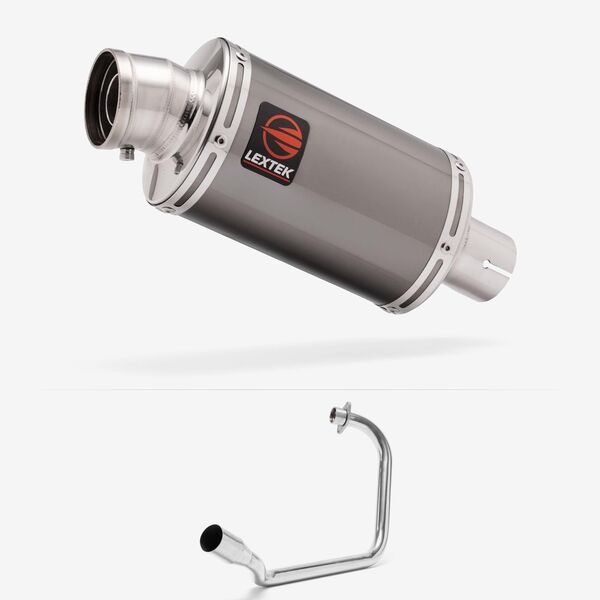 Lextek Smoked Stainless Steel OP15 200mm Exhaust System for Honda CB125F/GLR125 (15-19)