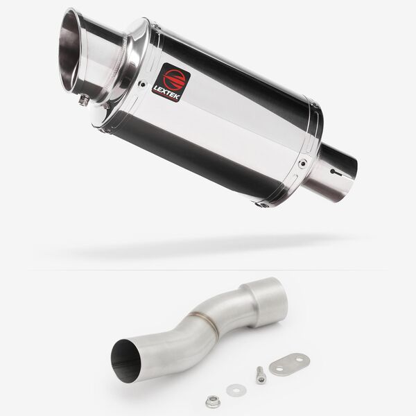 Lextek Stainless Steel YP4 Stubby Exhaust 200mm with Link Pipe for Ducati Monster 821/1200 (14-21)