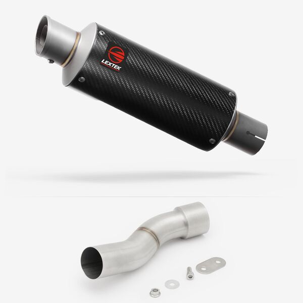 Lextek Carbon Fibre GP8C 240mm Exhaust with Link Pipe for Ducati Monster 821/1200 (14-21)