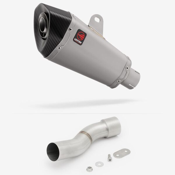 Lextek Matt Stainless Steel XP10 210mm Exhaust with Link Pipe for Ducati Monster 821/1200 (14-21)