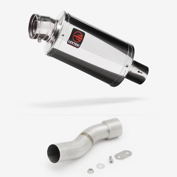 Lextek Polished Stainless Steel OP4 200mm Exhaust with Link Pipe