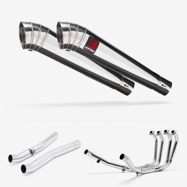 Lextek Polished Stainless Steel MP4 300mm Exhaust System for Suzuki GSX 1400 (01-04)