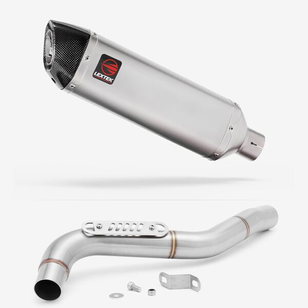 Lextek Matt Stainless Steel VP1 300mm Exhaust with Link Pipe for Triumph Tiger 1050 (07-12)