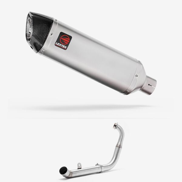 Lextek Matt Stainless Steel VP1 300mm Exhaust System for Yamaha YZF-R125 / MT-125 (14-18)