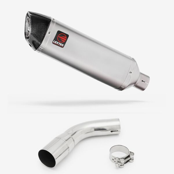 Lextek Matt Stainless Steel VP1 300mm Exhaust with Link Pipe for Suzuki SV650 (16-20)