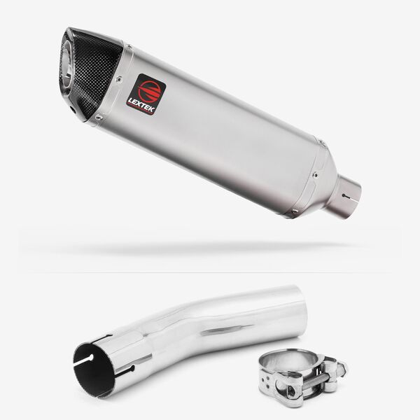 Lextek Matt Stainless Steel VP1 300mm Exhaust with Link Pipe for Lexmoto LXR 125 & 380