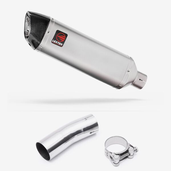 Lextek Matt Stainless Steel VP1 300mm Exhaust with Link Pipe for Kawasaki Ninja 400 & Z400 (18-24)