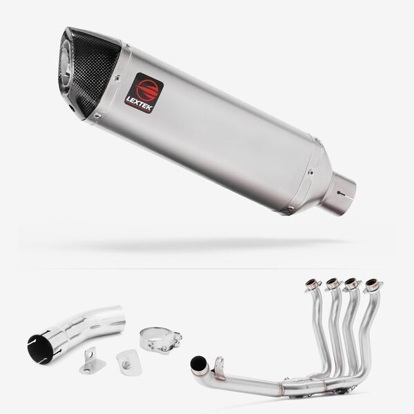 Lextek Matt Stainless Steel VP1 300mm Exhaust with Link Pipe for Suzuki GSX-S 1000 F (15-20)