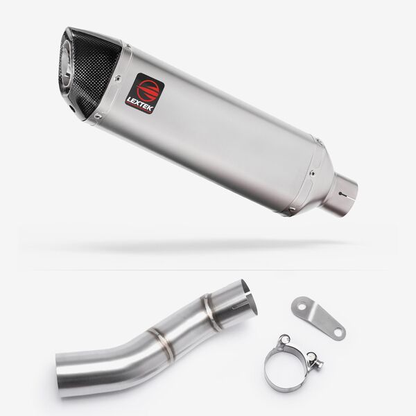 Lextek Matt Stainless Steel VP1 300mm Exhaust with Link Pipe for Triumph Street Triple 765 (17-23)