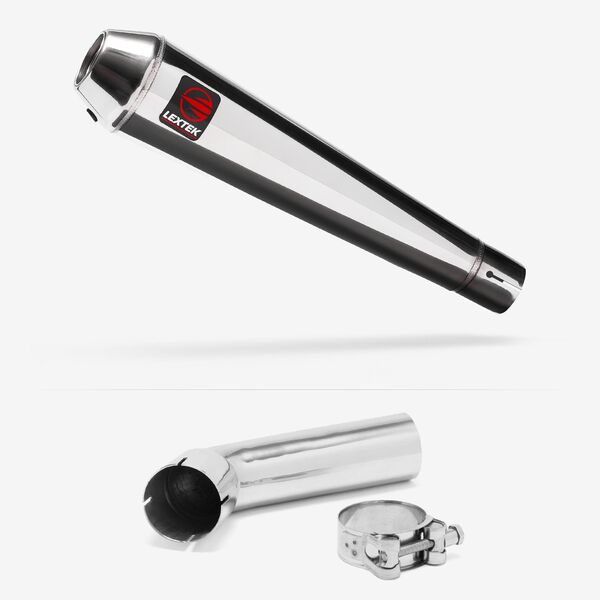 Lextek Polished Stainless Steel AC1 350mm Exhaust with Link Pipe for Suzuki DL1000 V-Strom (14-19)