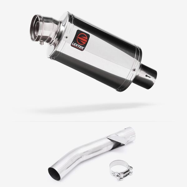 Lextek Polished Stainless Steel OP4 200mm Exhaust with Link Pipe for Yamaha FZS 600 Fazer (97-03)