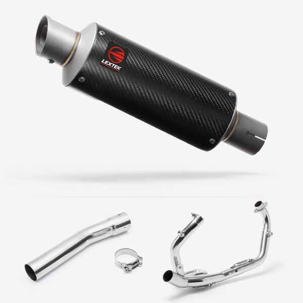 Lextek Carbon Fibre GP8C 240mm Exhaust System for Suzuki SV650 (03-15)