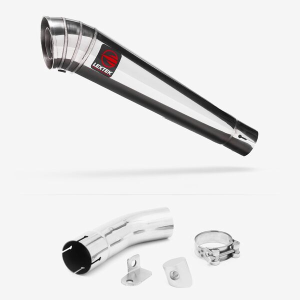 Lextek Polished Stainless Steel MP4 300mm Exhaust with Link Pipe for Suzuki GSX-S 1000 (15-20)