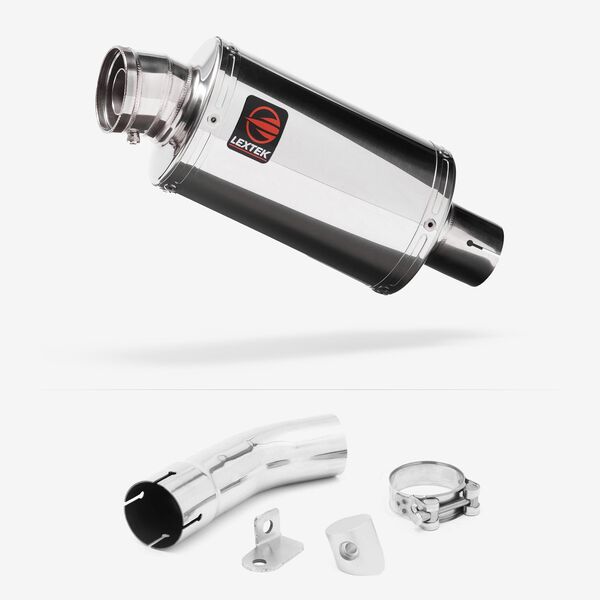 Lextek Polished Stainless Steel OP4 200mm Exhaust with Link Pipe for Suzuki GSX-S 1000 (15-20)