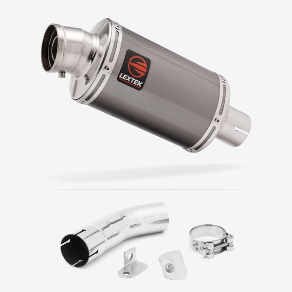 Lextek Smoked Stainless Steel OP15 200mm Exhaust with Link Pipe for Suzuki GSX-S 1000 (15-20)