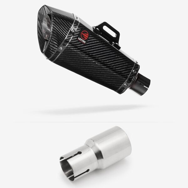 Lextek Carbon Fibre XP8C 210mm Exhaust with Link Pipe for Lexmoto Adrenaline (EFI) 125