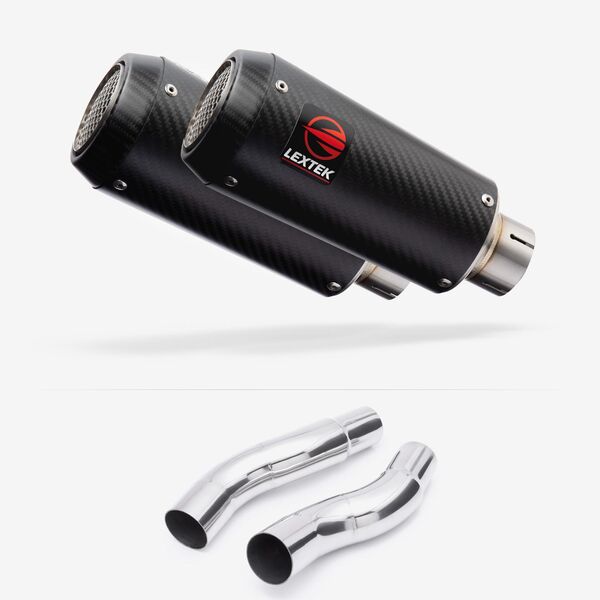 Lextek Carbon Fibre CP9C 180mm Exhaust with Link Pipes for Kawasaki Z1000 (14-19)