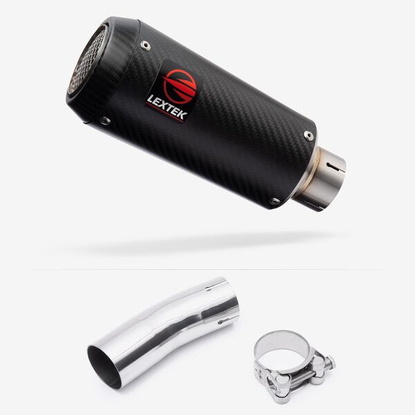 Lextek Carbon Fibre CP9C 180mm Exhaust with Link Pipe for Kawasaki Ninja 400 & Z400 (18-24)