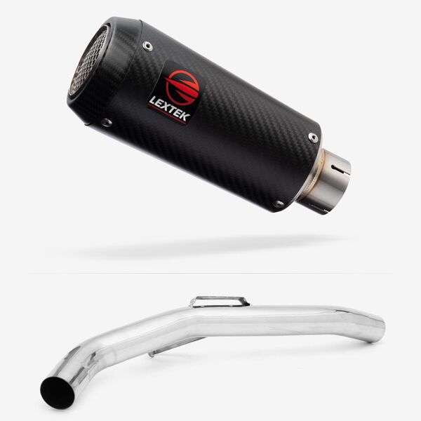Lextek Carbon Fibre CP9C 180mm Exhaust with Link Pipe for Triumph Explorer 1200 (12-18)