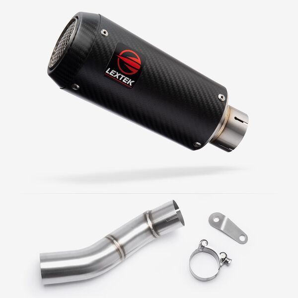 Lextek Carbon Fibre CP9C 180mm Exhaust with Link Pipe for Triumph Street Triple 765 (17-23)