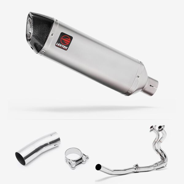 Lextek Matt Stainless Steel VP1 300mm Exhaust System for Kawasaki Ninja 400 & Z400 (18-24)