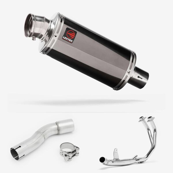 Lextek Smoked Stainless Steel OP16 250mm Exhaust System for Honda CMX500 Rebel (17-24)
