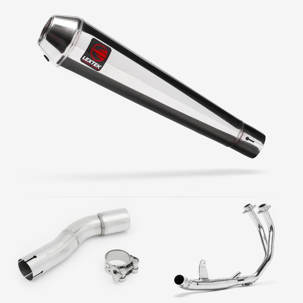Lextek Polished Stainless Steel AC1 350mm Exhaust System for Honda CMX500 Rebel (17-24)