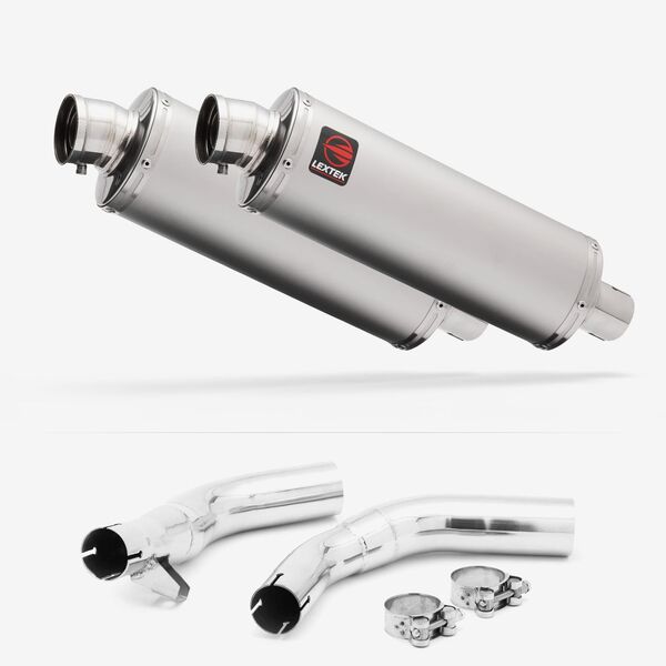 Lextek Matt Stainless Steel OP1 350mm Exhaust with Link Pipes for Honda CBF1000 (06-10)