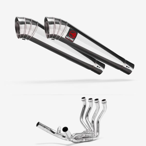 Lextek Polished Stainless Steel MP4 300mm Exhaust System for Honda CBR1100XX Blackbird (97-99)