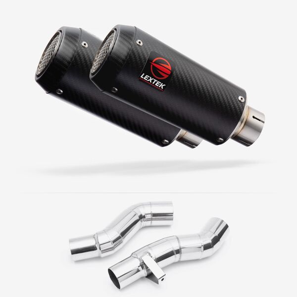 Lextek Carbon Fibre CP9C 180mm Exhaust with Link Pipes for Kawasaki Z1000SX With Luggage (14-19)
