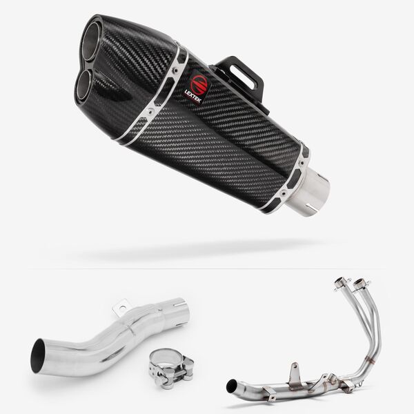 Lextek Carbon Fibre XP13C 210mm Exhaust System for Honda CB500F, CBR500R (13-15) & CB500X (13-16)