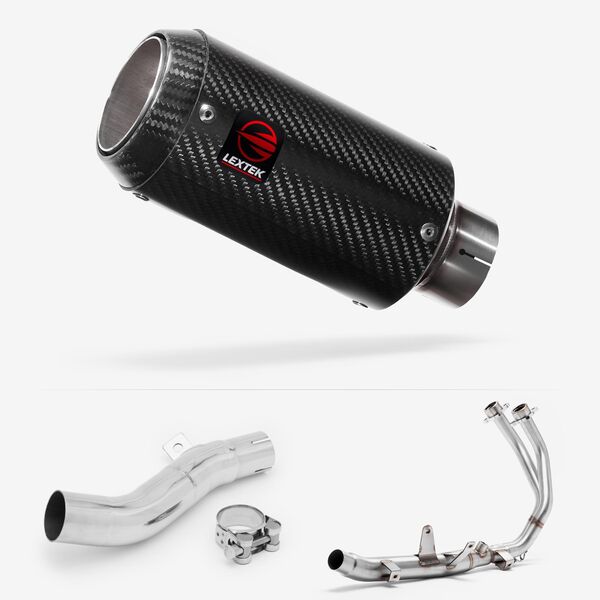 Lextek Carbon Fibre CP8C 150mm Exhaust System for Honda CB500F, CBR500R (13-15) & CB500X (13-16)