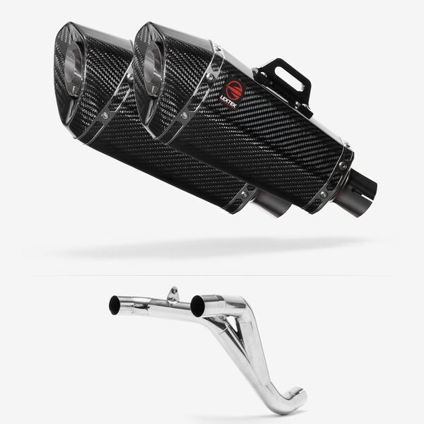 Lextek Carbon Fibre XP8C 210mm Twin Underseat with Link Pipe for Triumph Speed Triple 1050 (16-20)
