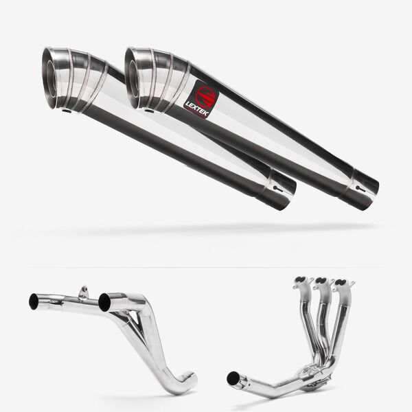 Lextek Polished Stainless Steel MP4 300mm Exhaust System for Triumph Speed Triple 1050 (16-18)