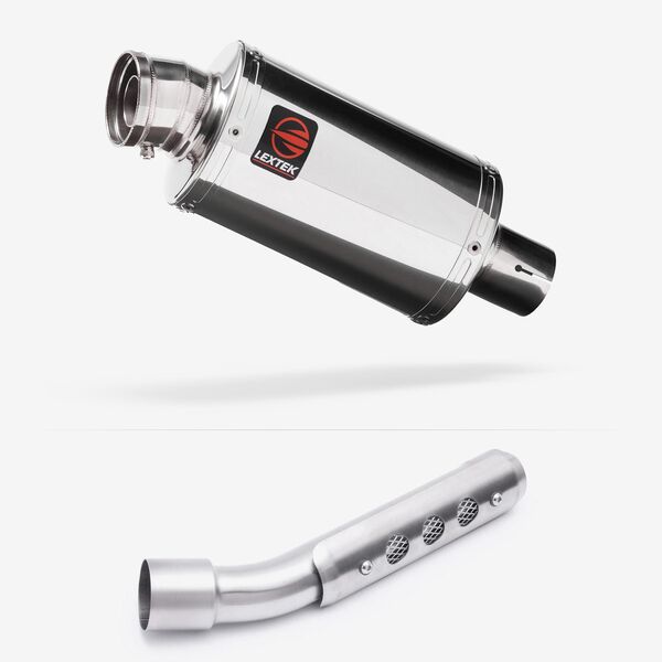 Lextek Polished Stainless Steel OP4 200mm Exhaust with Link Pipe for Yamaha Tenere 700 (19-23)