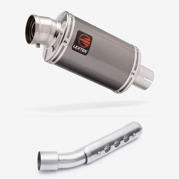 Lextek Smoked Stainless Steel OP15 200mm Exhaust with Link Pipe for Yamaha Tenere 700 (19-23)