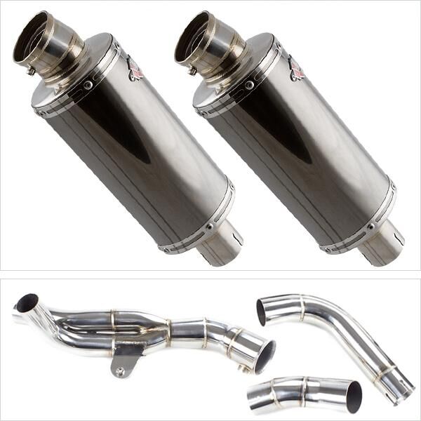 Lextek Smoked Stainless Steel OP16 250mm Exhaust with Link Pipe for Yamaha YZF R1 (09-14)