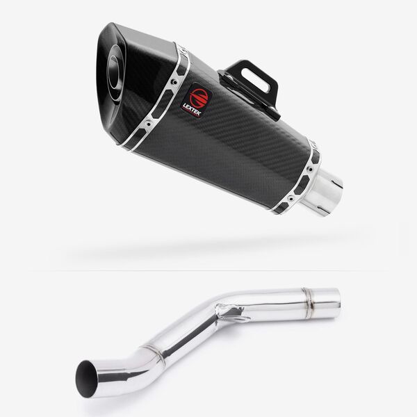 Lextek Carbon Fibre XP8C 210mm Exhaust with Link Pipe for Kawasaki Z800 (13-16)