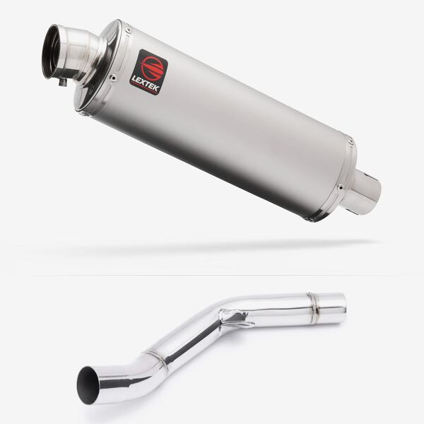 Lextek Matt Stainless Steel OP1 350mm Exhaust with Link Pipe for Kawasaki Z800 (13-16)