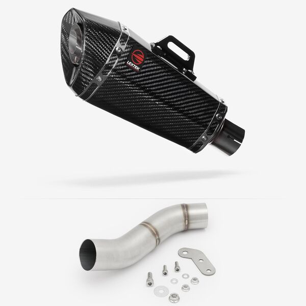 Lextek Carbon Fibre XP8C 210mm Exhaust with Link Pipe for Ducati Monster 797 (17-18)