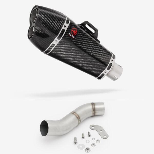 Lextek Carbon Fibre XP13C 210mm Exhaust with Link Pipe for Ducati Monster 797 (17-18)