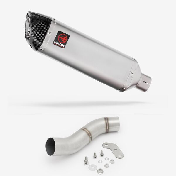 Lextek Matt Stainless Steel VP1 300mm Exhaust with Link Pipe for Ducati Monster 797 (17-18)
